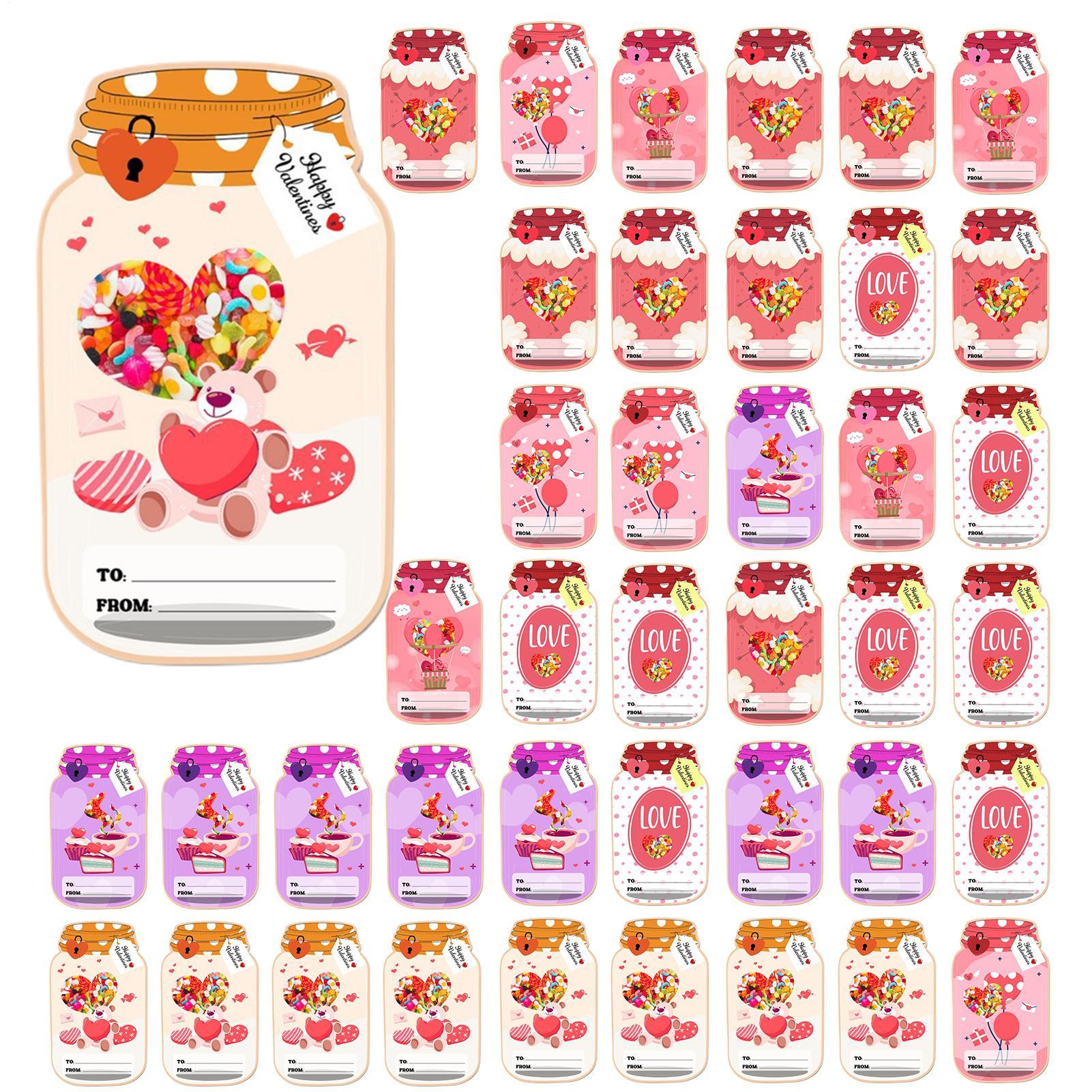

50 Pieces Valentine s Day Card Jar Shape Festive Happy Candy Card Classroom Exchange Cards DIY Fun Valentine s Day Gift Supplies China Mainland
