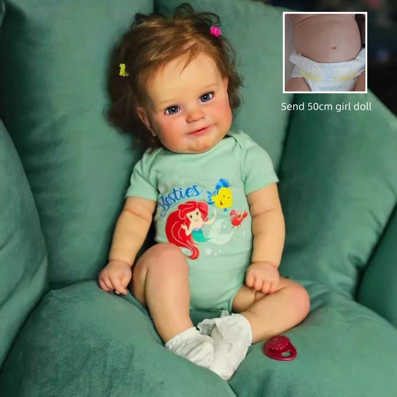50cm Full Silicone Body Reborn Dolls Maddie 60cm Cloth Body 3D High Color Painting Simulation Baby Cute Rooted Rooted Short Curly Hair Simulation Doll