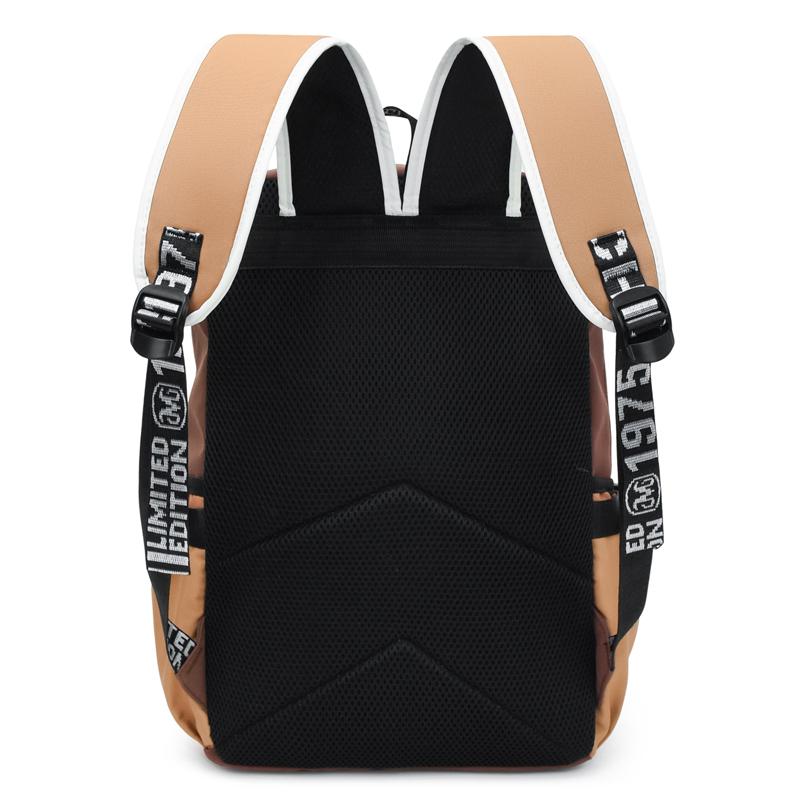 Junior High School Student Schoolbag Color Block Women's Backpack Men Large Capacity Backpack Computer Bag