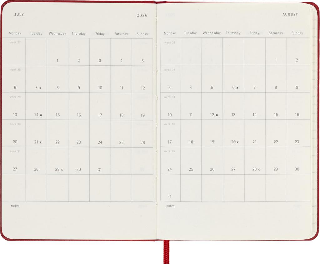 Moleskine 2026 Daily January Pocket Size x Scarlet DHF212DC2Y26 Planner, 12-Month Diary, Start, (9cm 14cm), Hardcover, Red,