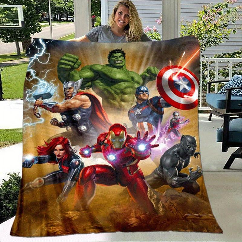 1 pièce Couverture Imprimée Avengers - Douce, Couverture Toutes Saisons pour Salon, Chambre, Cadeau Personnalisé avec Design Cartoon Adorable