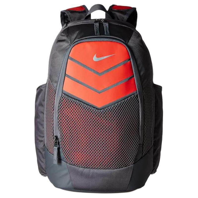 Nike Synthetic Material Backpack Regular Unisex Dark Gray & Orange & Metallic Silver Casual ba5246-065