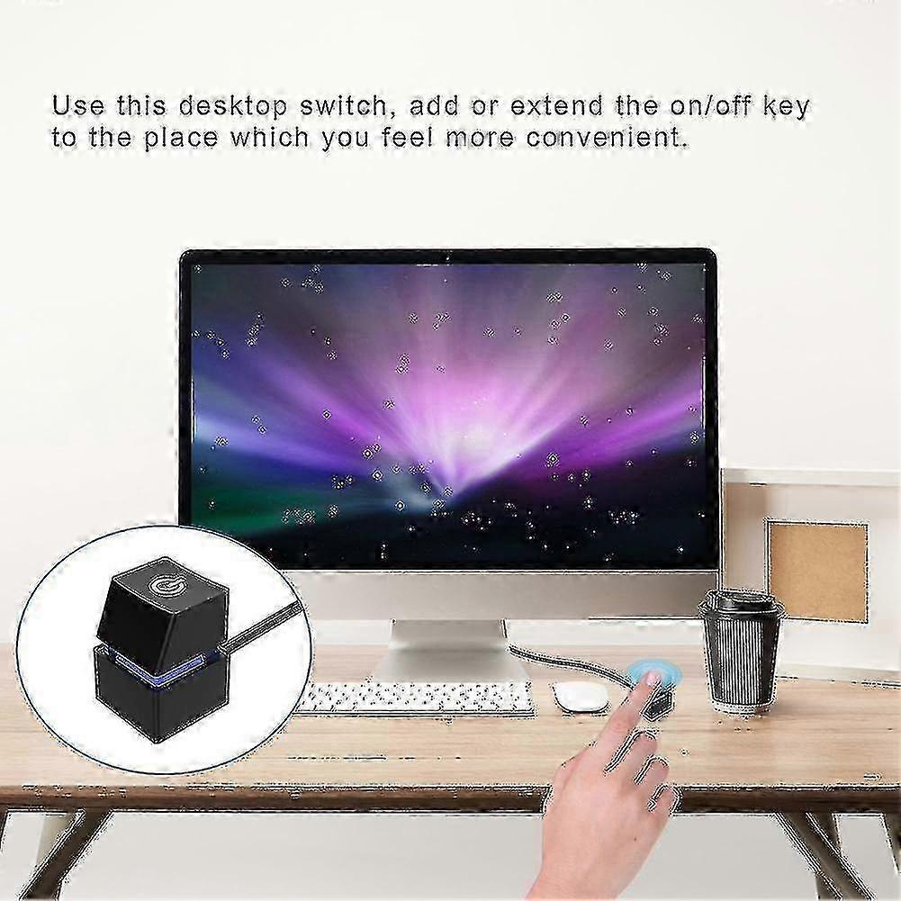 Portable On/off Pc Button Switch Cable Desktop Computer Switches Extension Cord 400cm Blue Light Xxf hwy