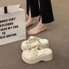 Muffin thick-soled heightening and cool slippers for women's summer wear 2025 new models with skirts, fashionable cover, toe rhinestone high-heeled sa