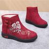 Thickened Floral Embroidery Women's Winter Boots Lined Snow Boots Warm Shoes Mothers Flat Shoes Casual