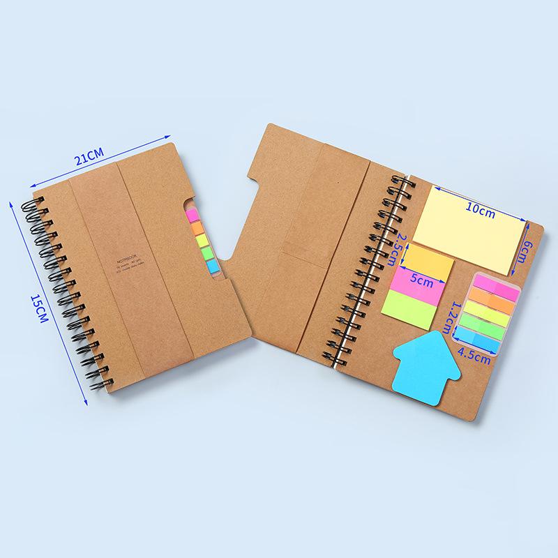 A5 Hard Shell Coil Notebook with Multi-Color Sticky Notes and Customizable Logo