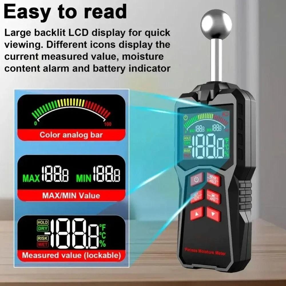 Non-contact Timber Damp Detector Digital Moisture Analyzer Water Leakage Tester Timber Inspection