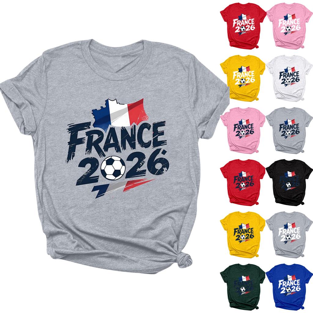 France 2026 Soccer Fan T-Shirt Crew Neck Short Sleeve Pullover Unisex Casual Tee Football Graphic Top for Supporters