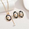 Elegant 18K Gold Vintage Stainless Steel Geometric Oval Jewelry Set