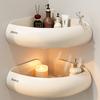 Cream-style Bathroom Shelf, No-drill Triangular Basket for Toilet and Washbasin Wall Corner Storage Rack