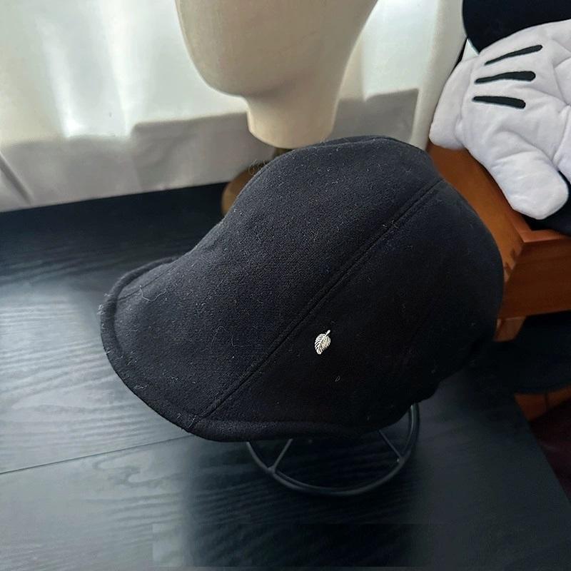 

Soft-Brimmed Woolen Solid Color Beret for Women Autumn and Winter Fashion Beret Simple and Versatile, Warm Forward Cap 58 чёрный