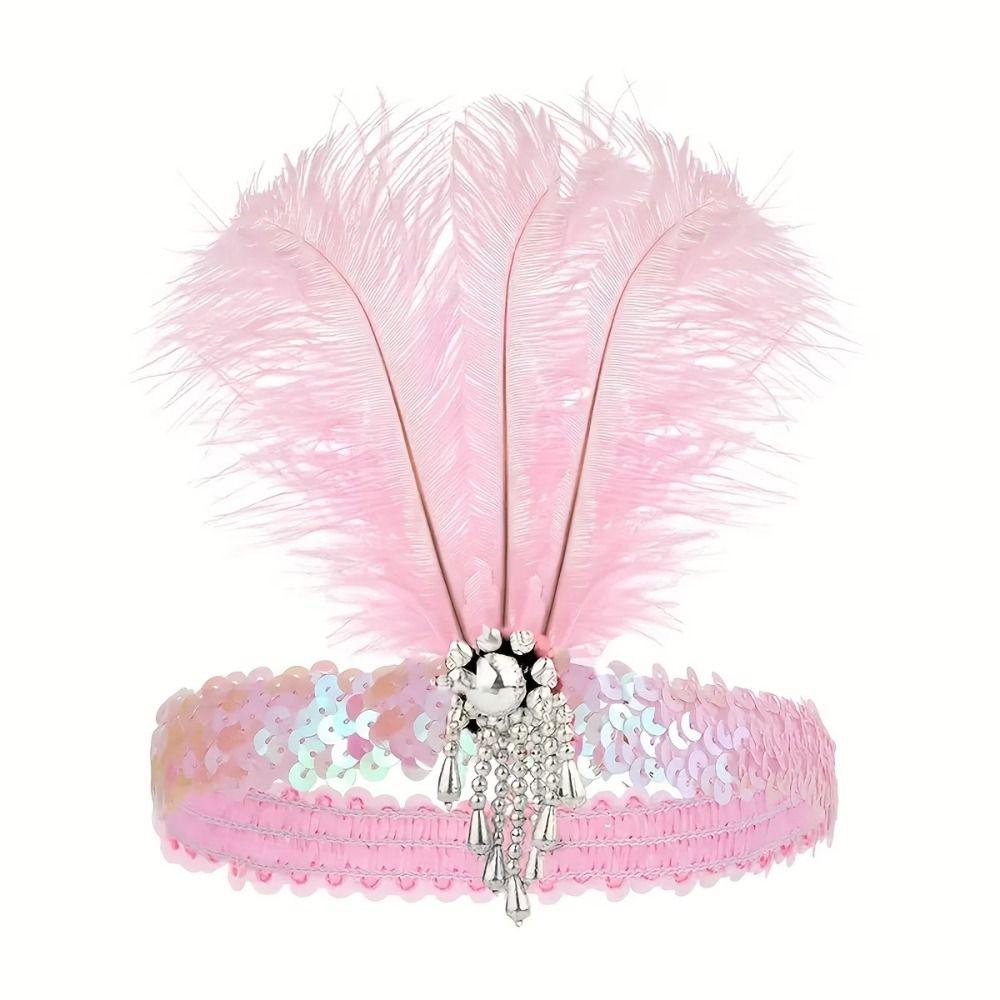 Stage Performance Feather Headpiece Sequin Hair Band 1920s Showgirl Headband Brazilian Carnival