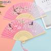 Traditional Folding Fan for Children, Girls' Hanfu, Cheongsam, Chinese Style Dance Fan, Ancient Costume, Fairy-Like Tassel Small Folding Fan