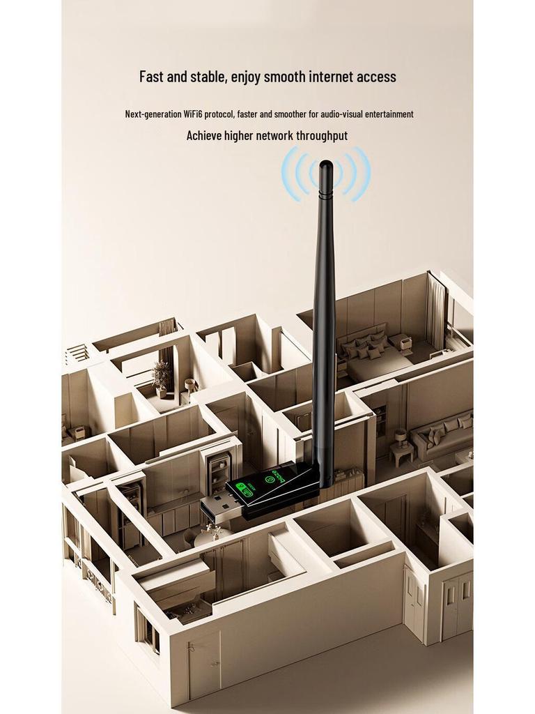 Biyaz WiFi6 USB Wireless Adapter with High-Gain Antenna