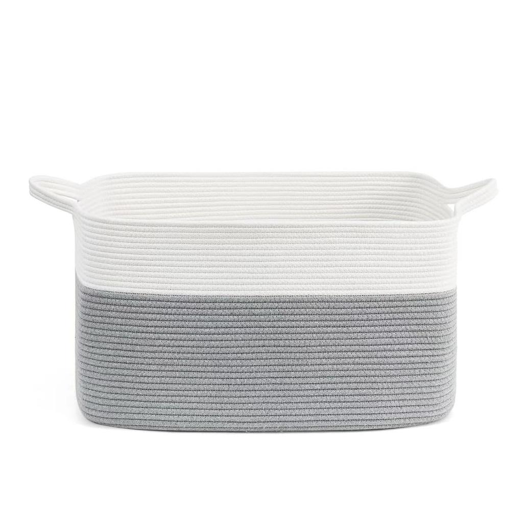 Stylish Handwoven Cotton Rope Laundry Basket for Bedroom Clothes Toys Organizer