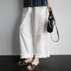 2026 New Elastic Waist Lace Loose Cropped Pants for Women, Casual Versatile Solid Color Trousers