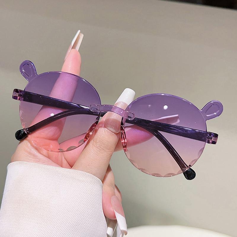 1/7 Pcs Rimless Children Sunglasses Fashion Gradient Multi-color Decor Shades Kids New Trendy Cute Stylish Design Sun Glasses