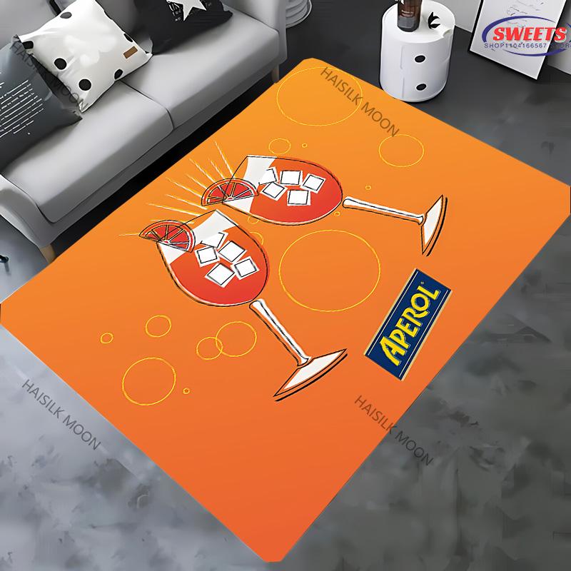 Tappeto Stampato con Motivo A Aperol S Spritz, Banda Classica 3D, Tappeto Nuova Uscita per Soggiorni, Camere da Letto, Aree Ufficio, Tappetino Lavabile