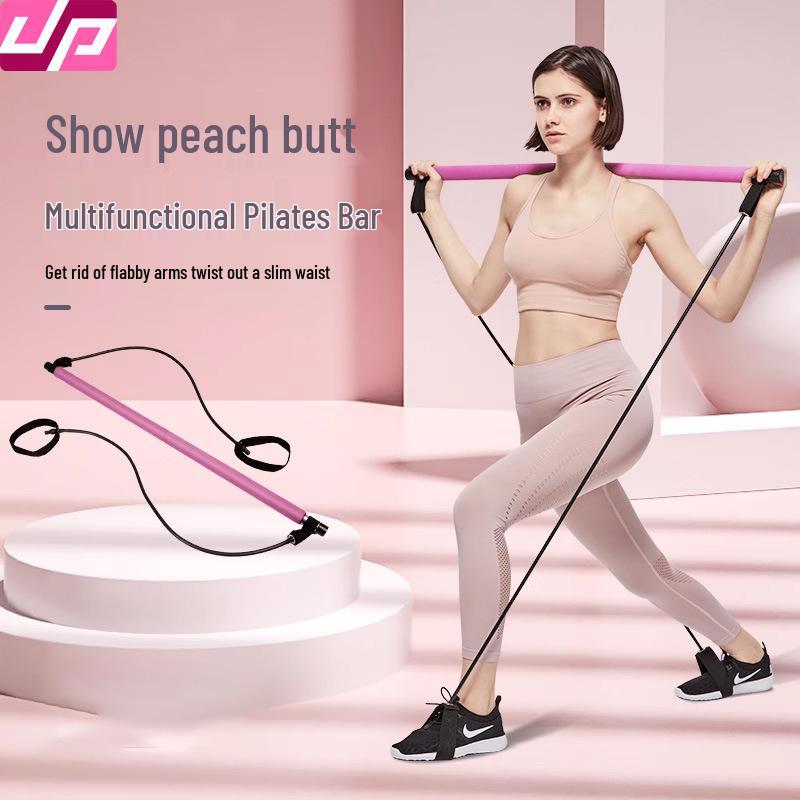 Pilates Yoga Resistance Bar: Multifunctional Fitness Trainer with Elastic Bands for Butt and Total Body Workouts.