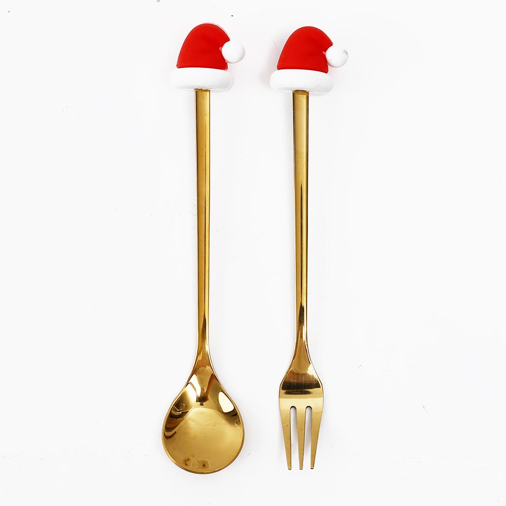 Christmas Dessert Fork and Spoon Set