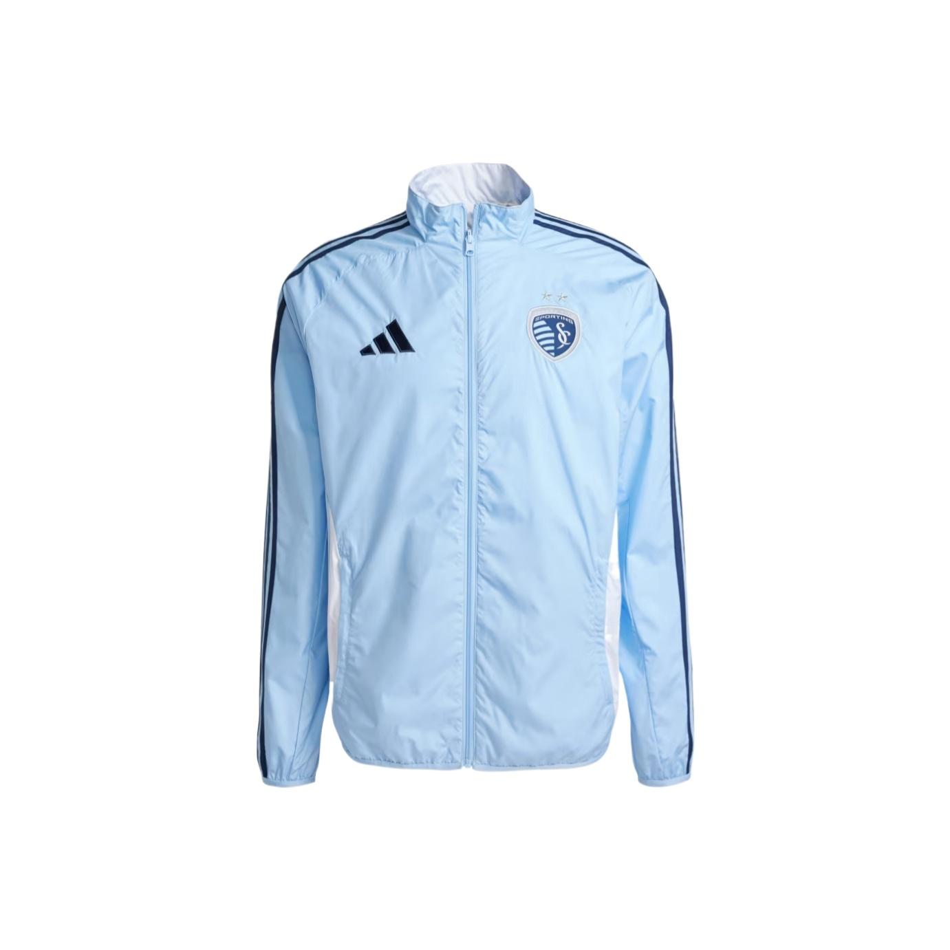 Adidas Канзас Спортинг Сити Двусторонняя разминочная куртка-анорак из двух частей, прохладная, дышащая, влагоотводящая, приталенная, мужская куртка JE5625 XL