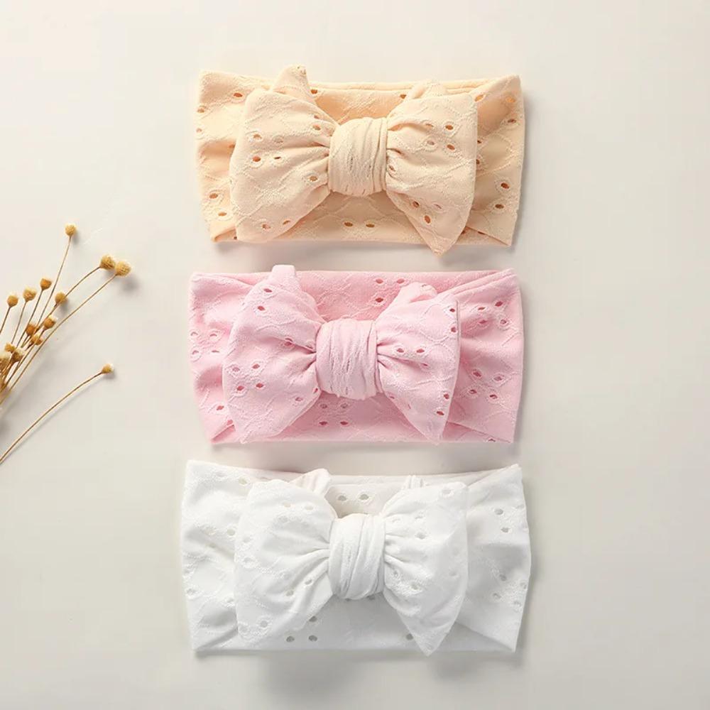 Hollow-out Premium Handmade Embroidered Bow Children's Hair Accessories Lace Hole Baby Headband Headband Wholesale