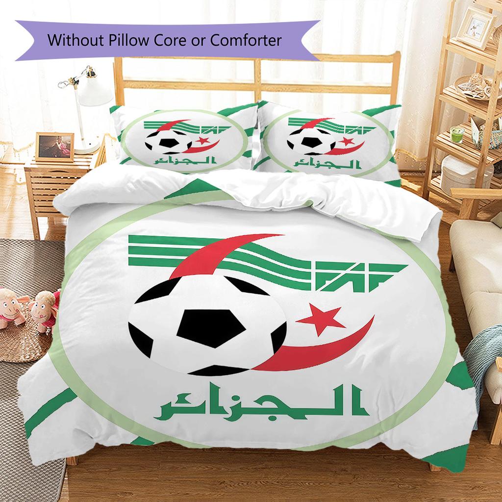 Algeria National Football Team Pattern Bedding,Quilt Set Quilt Cover Pillowcase Home Birthday Gift(1 * duvet cover + 2 * pillowcase, without core)