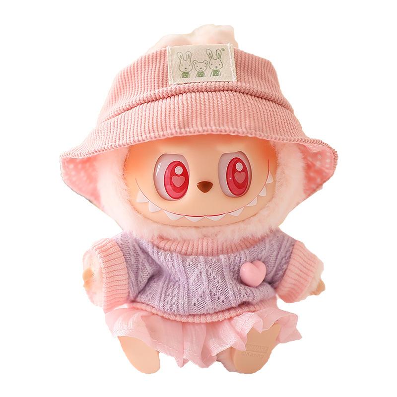Labubu Pendant Sitting Party Doll Sweater Yarn Skirt Hat Shoes