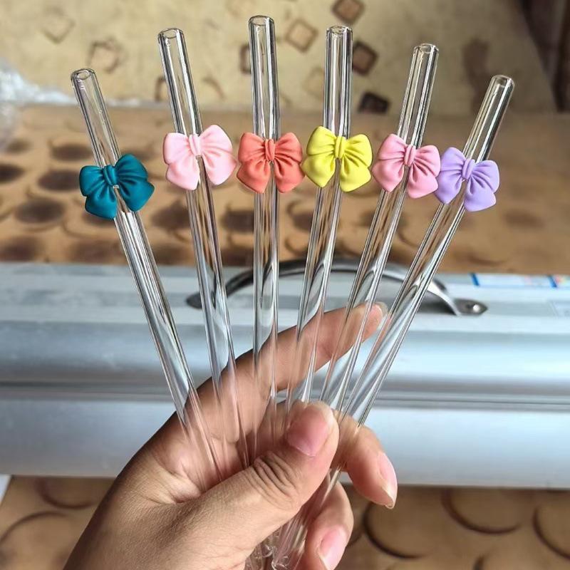 Sløyfe Glass Søt Vannkopp Tegneserie Sløyfe Glasskopp Stripete Søt Doodle Kaffekopp Husholdning Fruktte Sitronade Jentegave