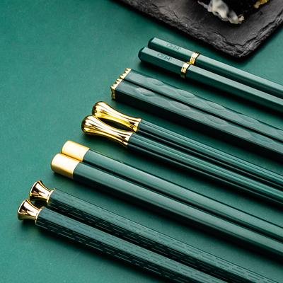 Grün Gold Essstäbchen 5/6/8 Paar Legierung Geschirr Home Küche Restaurant Chinesisch Japanisch Koreanisch Essstäbchen Sushi Geschirr