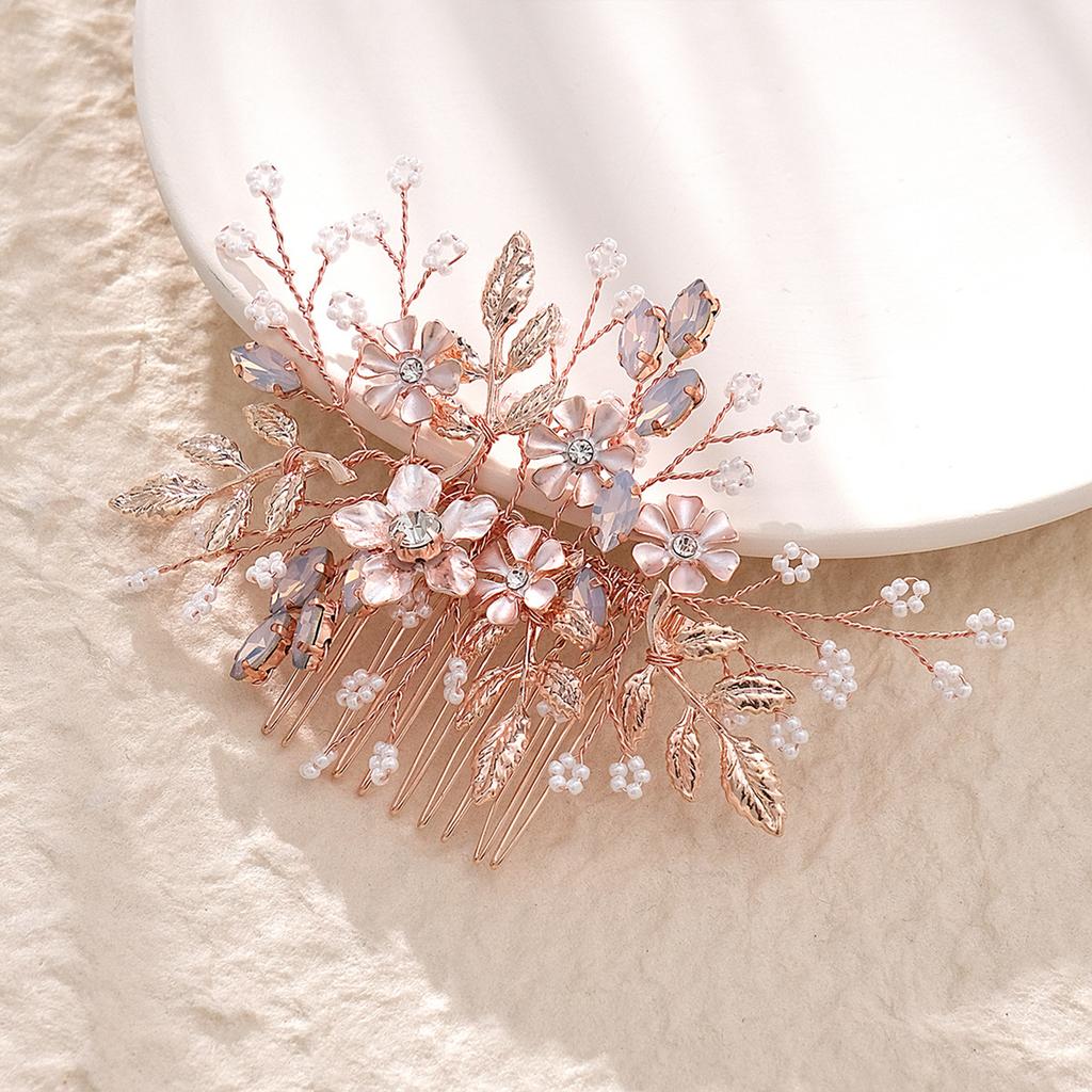 Rhinestone Branch Hair Piece Anti-slip Flower Decor Hair Styling Tool for Thick Curly Hair Styling