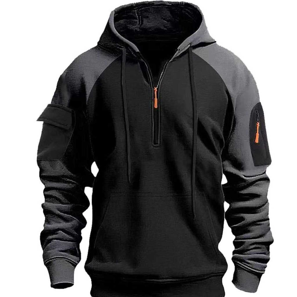 Men's Zip-Up Hoodie with Arm Pocket for Fall Winter Casual and Athletic Wear