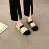 New Elegant Mary Janes Flats Shoes Women Black Buckle Strap Shallow Casual Ballet Shoes Ladies Spring Autumn Canvas Loafers