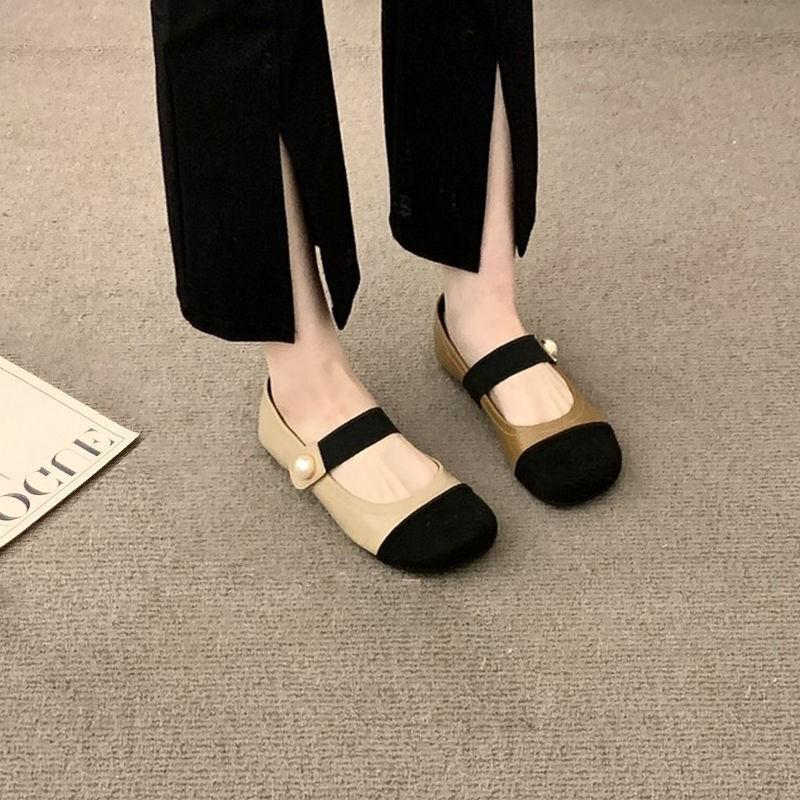 New Elegant Mary Janes Flats Shoes Women Black Buckle Strap Shallow Casual Ballet Shoes Ladies Spring Autumn Canvas Loafers