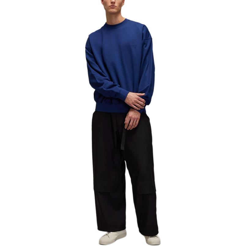 Y-3 Solid Color Round Neck Drop Shoulder Long Sleeve Sweatshirt Men Sweatshirt Dark-Blue JM7867