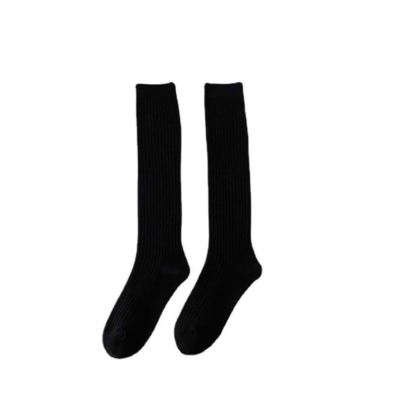 23 Season Socks, Double Needle Drawing Strip, Calf Socks, Trendy Knee Socks, Solid Color Socks, Casual Stockings