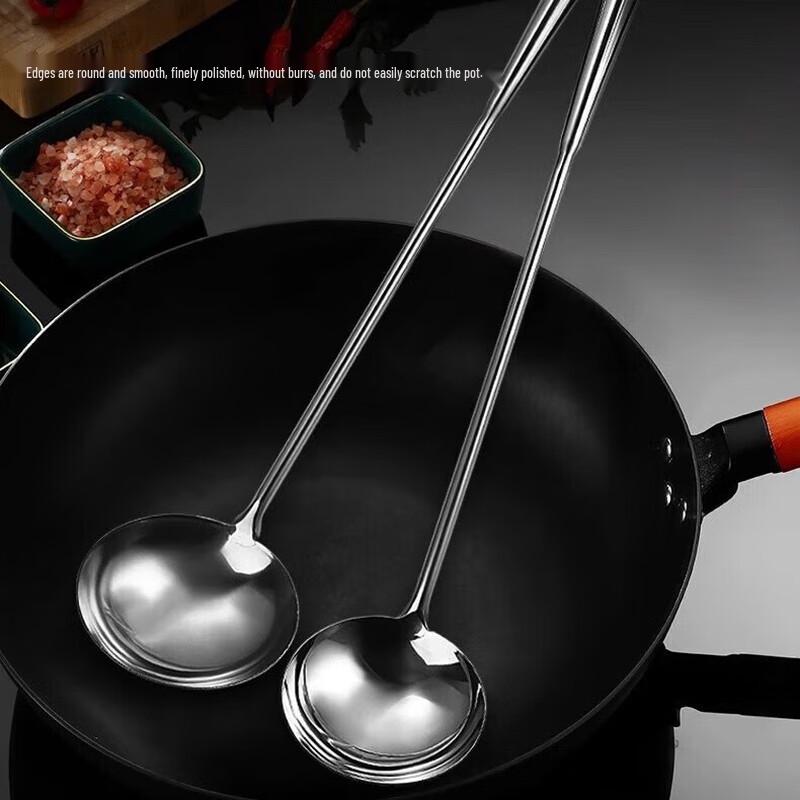 Meichu Large Stainless Steel Long Handle Stir-fry Spoon