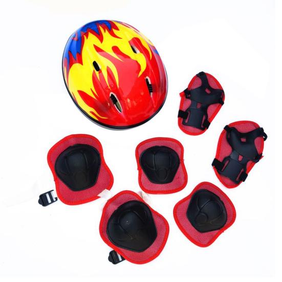 7Pcs/Set Children Helmet Breathable Shockproof EPS Knee Elbow Wrist Pads Circling Helmet for Beginners