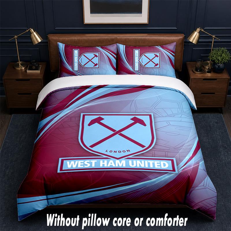 West Ham United Fotbalový Design Postel Povlečení Sada 1 Povlak na Peřinu + 2 Povlaky na Polštář Měkké Prodyšné Domácí Ložní Prádlo