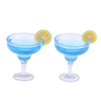 2 Stück 1:12 Puppenhaus Miniatur Blaues Cocktailglas Simulation Trinkglas Modell Spielzeug