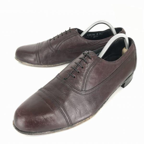

80s-90s Vintage USA FLORSHEIM Leather Straight Tip 28 Red Brown Dress Shoes Business