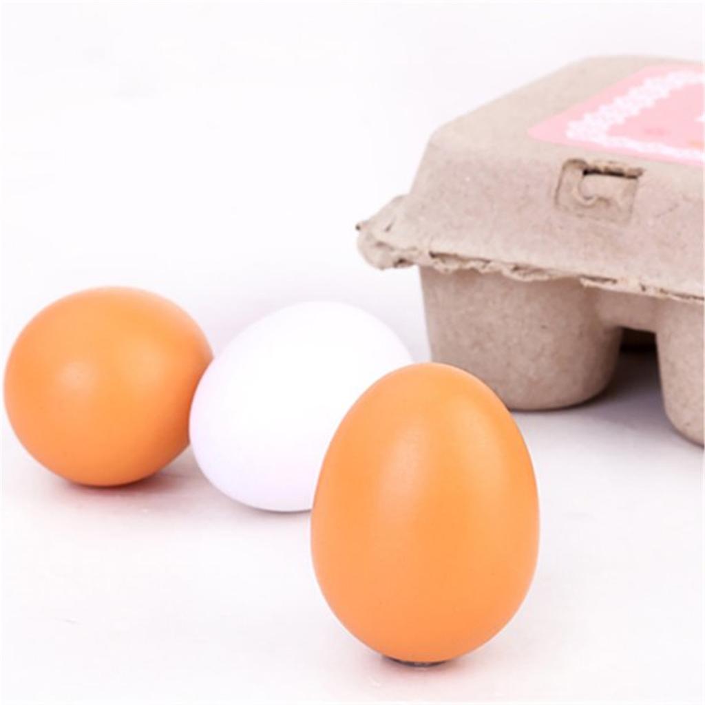 6PCS Realistic Eggs Toys Pretend Kitchen Toys Wooden Food Toy Educational Learning With Storage Box Creative Birthday Gift