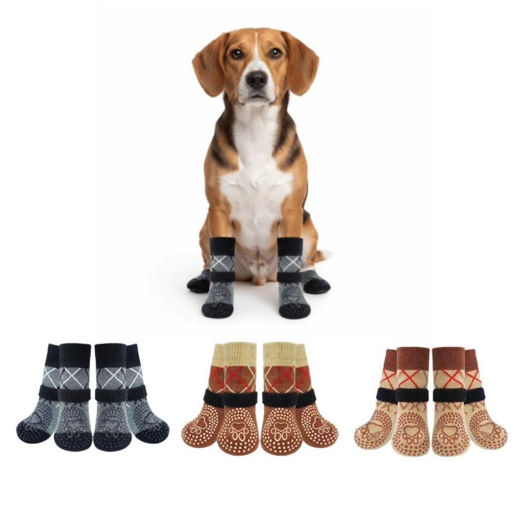 4pcs/lot Paw Protection Pet Dog Socks Adjustable Puppy Sock Dog Foot Covers  Small Medium Large Dogs