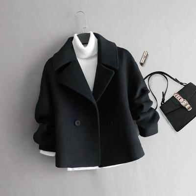 Autumn and Winter Korean School-style Short Woolen Coat, Elegant Dragon and Phoenix Woolen Overcoat for Women