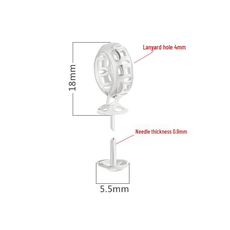 

Retro S925 Sterling Silver Pendant Buckle for DIY Pearl, Jade, and Bead Setting платиновый