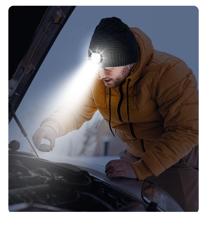 Luminous LED Knitted Hat: Warm Outdoor Sports Headlamp Cap for Night Running and Travel