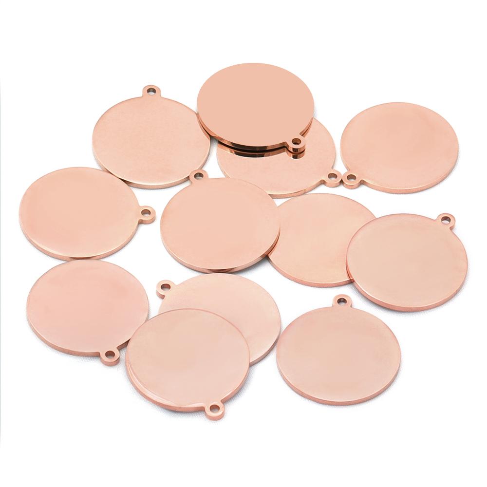 10pcs/lot Gold Plated Stainless Steel Blank Charms Round Disc Pendant Logo Stamping Tags For Jewelry Making DIY Necklace Supplie