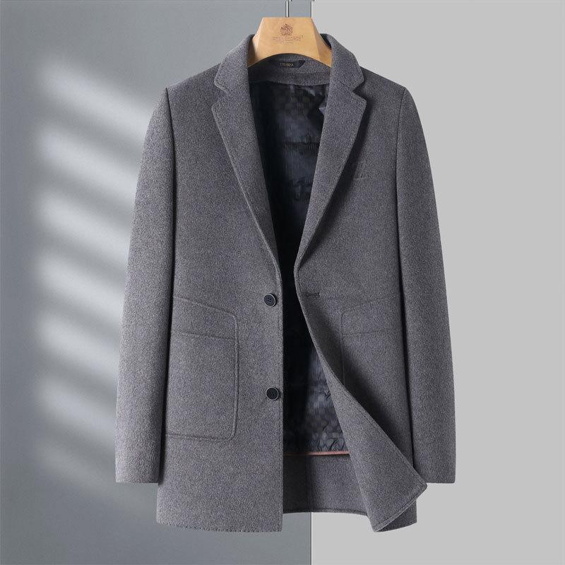 New Wool Coat for Men's Mid-length Winter Thickened Warm Daddy Double-sided Wool Coat Down Jacket