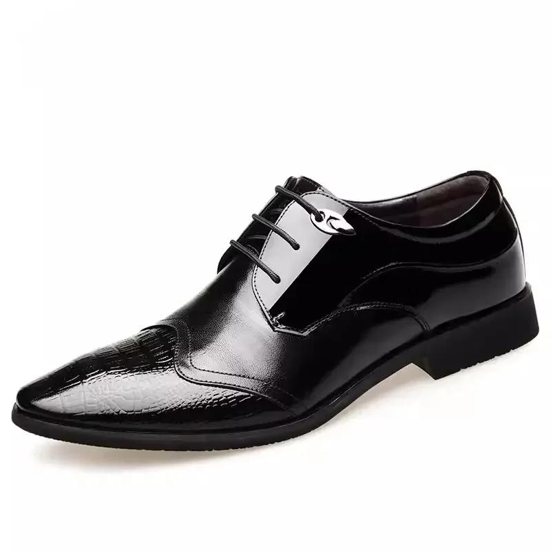 FashionPointed Toe Brown Dress Shoes Man Black Social Shoe for Men Italian Cheap Clearance Legitimate Leather 39 High Quality Fashion