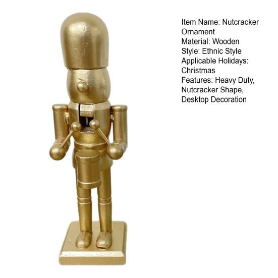 25CM Christmas Wooden Nutcracker Figurine Golden Silver Color Cartoon Soldier Figure Festival Holiday Party Ornament Decoration